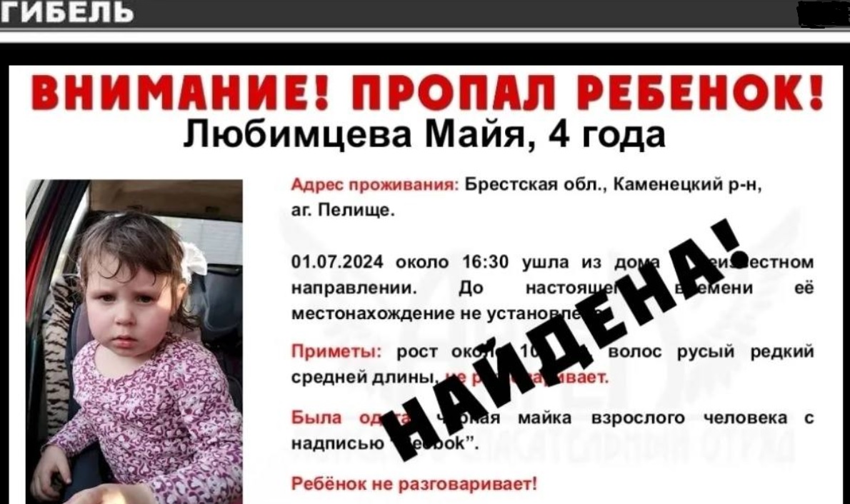 4-летняя девочка, которую искали в Каменецком районе, погибла | Новости  Беларуси | euroradio.fm